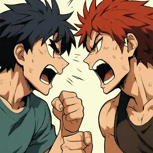 Two anime characters are fighting